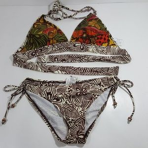 BF Ave Women's 2 Piece Bikini Multicolor Top Sz. M